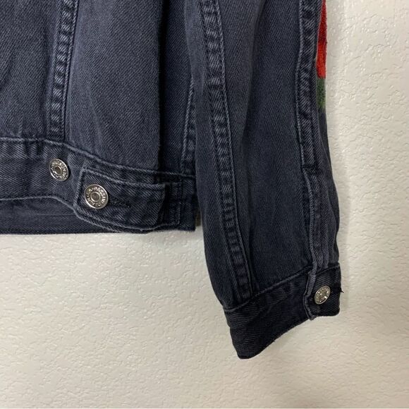 Pacsun Women’s Size Medium Black Denim Embroidered Jacket - Picture 9 of 13
